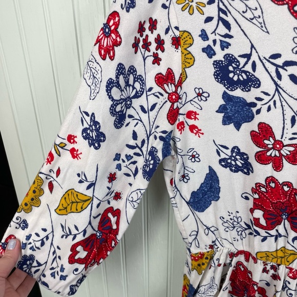 Old Navy Girls Cinch Waist Cream Multicolor Floral Print Skater Dress Size XL 14 - Picture 4 of 10